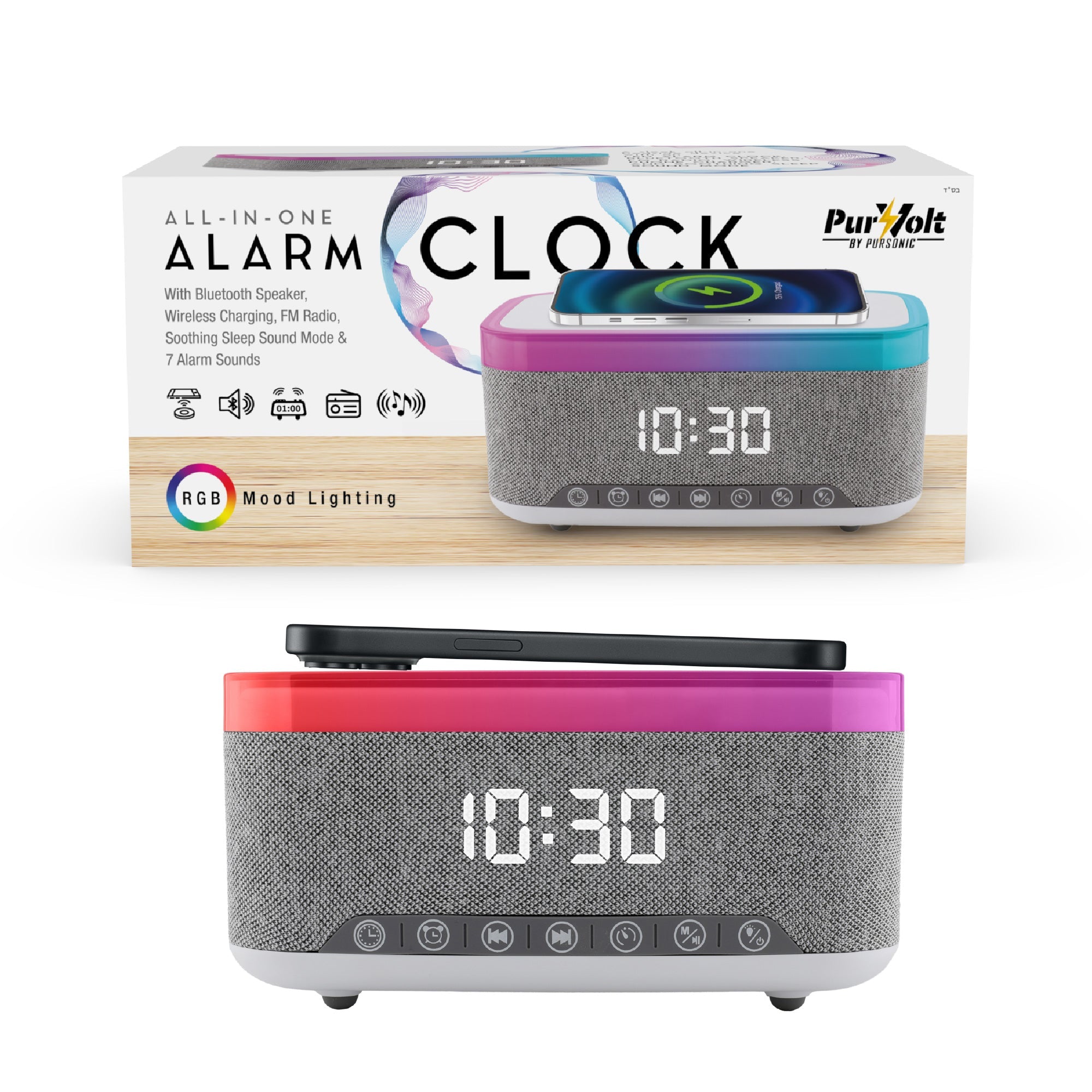 Desk-to-Bedside Power & Comfort Bundle – Sip & Charge 2-in-1 Mug Warmer + 5-in-1 Wireless Charging Alarm Clock Speaker